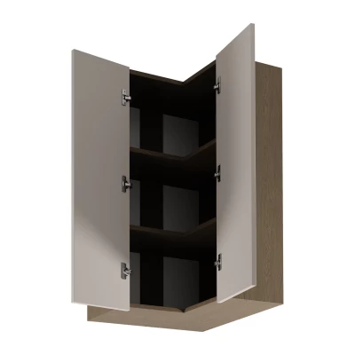 Hoher Eck-Oberschrank SALERNO - 60x60 cm, Baltic Storm / Beige
