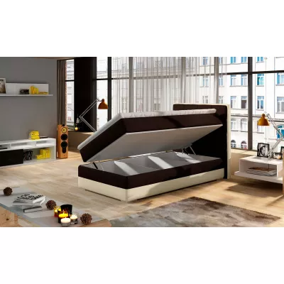 Einzelbett (90x200) VIRELLO - Hellrosa / Dunkellila, echtes Design