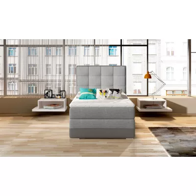 Einzelbett (kontinental) 90x200 VIRELLO - hellgrau/graues Öko-Leder, echtes Design