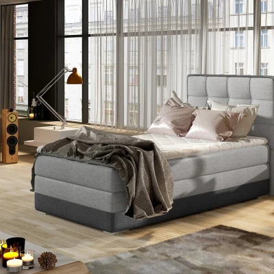 Einzelbett im Kontinentalstil 90x200 VIRELLO - Hellgrau/Anthrazit, echtes Design