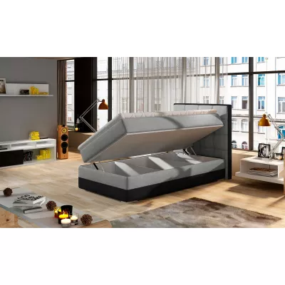 Einzelbett im Kontinentalstil 90x200 VIRELLO - Hellgrau/Anthrazit, echtes Design