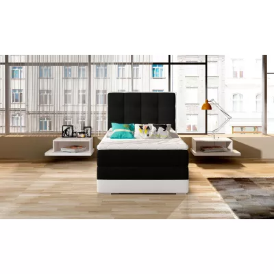 Einzelbett (kontinental) 90x200 VIRELLO - schwarz/weißes Öko-Leder, Originaldesign