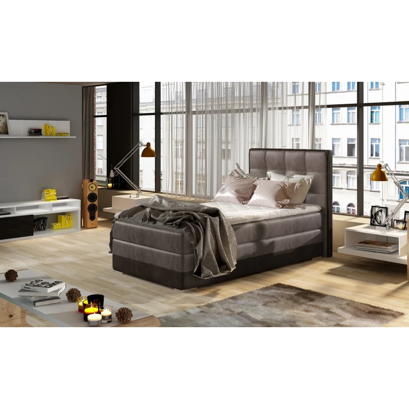 Einzelbett im Kontinentalstil 90x200 VIRELLO - hellbraun / dunkelbraun, Originaldesign