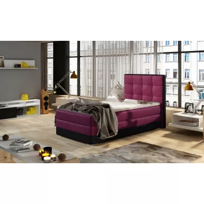 Einzelbett (kontinental) 90x200 VIRELLO - bordeauxrot/schwarz, rechte Ausführung