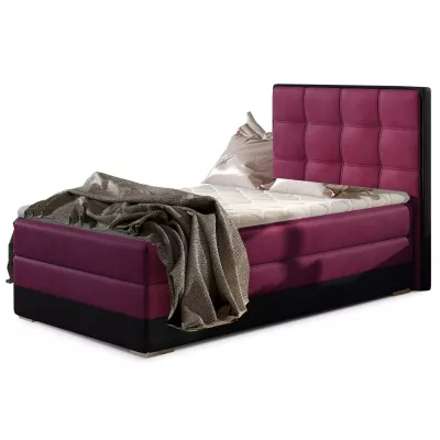 Einzelbett (kontinental) 90x200 VIRELLO - bordeauxrot/schwarz, rechte Ausführung