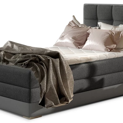 Einzelbett (kontinental) 90x200 VIRELLO - dunkelgrau/graues Öko-Leder, Originaldesign