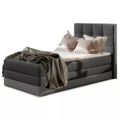 Einzelbett (kontinental) 90x200 VIRELLO - dunkelgrau/graues Öko-Leder, Originaldesign