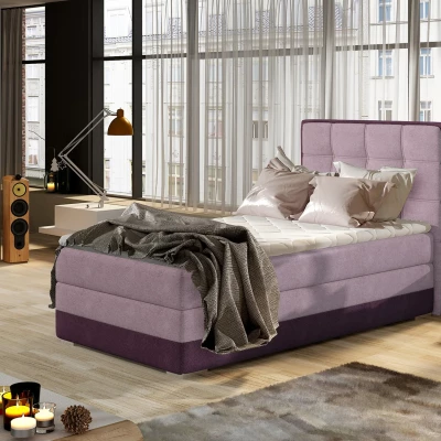 Einzelbett (kontinental) 90x200 VIRELLO – hellrosa/dunkelviolett, linke Ausführung