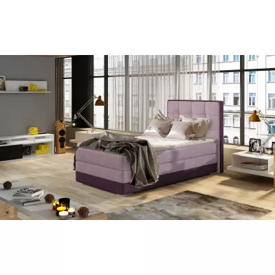 Einzelbett (kontinental) 90x200 VIRELLO – hellrosa/dunkelviolett, linke Ausführung