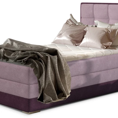 Einzelbett (kontinental) 90x200 VIRELLO – hellrosa/dunkelviolett, linke Ausführung