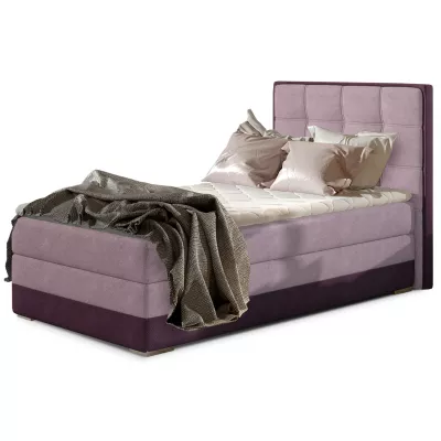 Einzelbett (kontinental) 90x200 VIRELLO – hellrosa/dunkelviolett, linke Ausführung