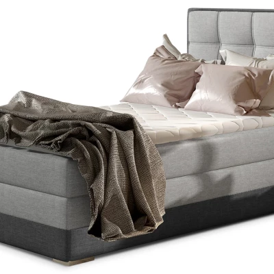 Einzelbett (kontinental) 90x200 VIRELLO - Hellgrau/Anthrazit, linke Ausführung