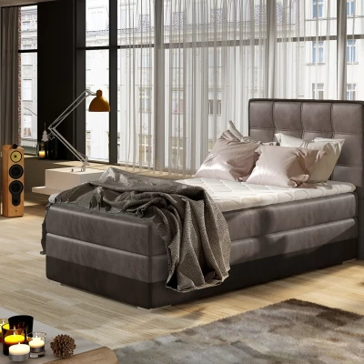 Einzelbett (kontinental) 90x200 VIRELLO - hellbraun / dunkelbraun, linke Ausführung