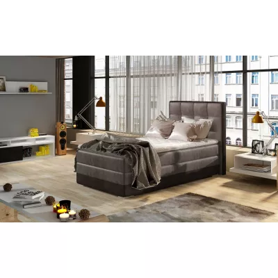 Einzelbett (kontinental) 90x200 VIRELLO - hellbraun / dunkelbraun, linke Ausführung