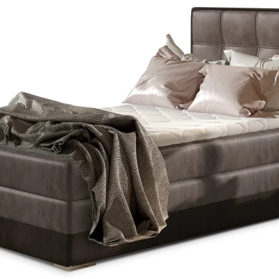 Einzelbett (kontinental) 90x200 VIRELLO - hellbraun / dunkelbraun, linke Ausführung