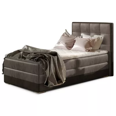 Einzelbett (kontinental) 90x200 VIRELLO - hellbraun / dunkelbraun, linke Ausführung