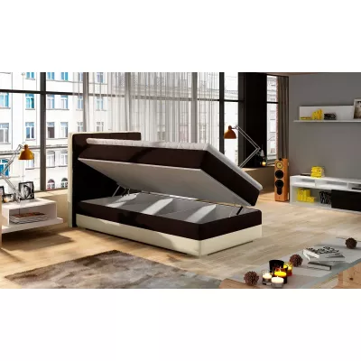 Einzelbett (kontinental) 90x200 VIRELLO - hellbraun / dunkelbraun, linke Ausführung