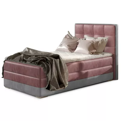 Einzelbett (kontinental) 90x200 VIRELLO - rosa/hellgrau, linke Ausführung