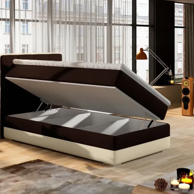 Einzelbett (kontinental) 90x200 VIRELLO - rosa/hellgrau, linke Ausführung