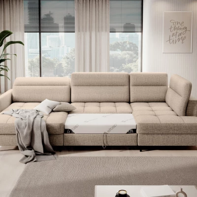 MAELIS U-förmiges Schlafsofa – beige, linke Ausführung