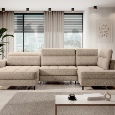 MAELIS U-förmiges Schlafsofa – beige, linke Ausführung