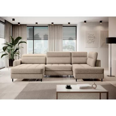 MAELIS U-förmiges Schlafsofa – beige, linke Ausführung