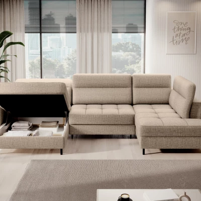 MAELIS U-förmiges Schlafsofa – beige, linke Ausführung