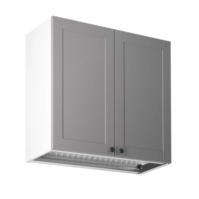 Oberschrank mit Abtropffläche LUMEA – Breite 80 cm, grau/weiß