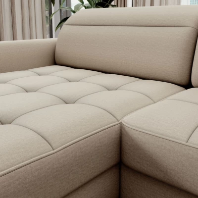 MAELIS U-förmiges Schlafsofa – hellbeige, rechte Ausführung