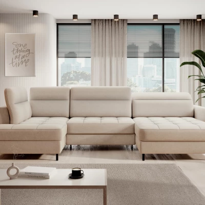 MAELIS U-förmiges Schlafsofa – cremefarben, echtes Design