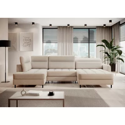 MAELIS U-förmiges Schlafsofa – cremefarben, echtes Design