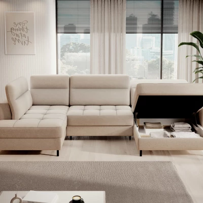MAELIS U-förmiges Schlafsofa – cremefarben, echtes Design