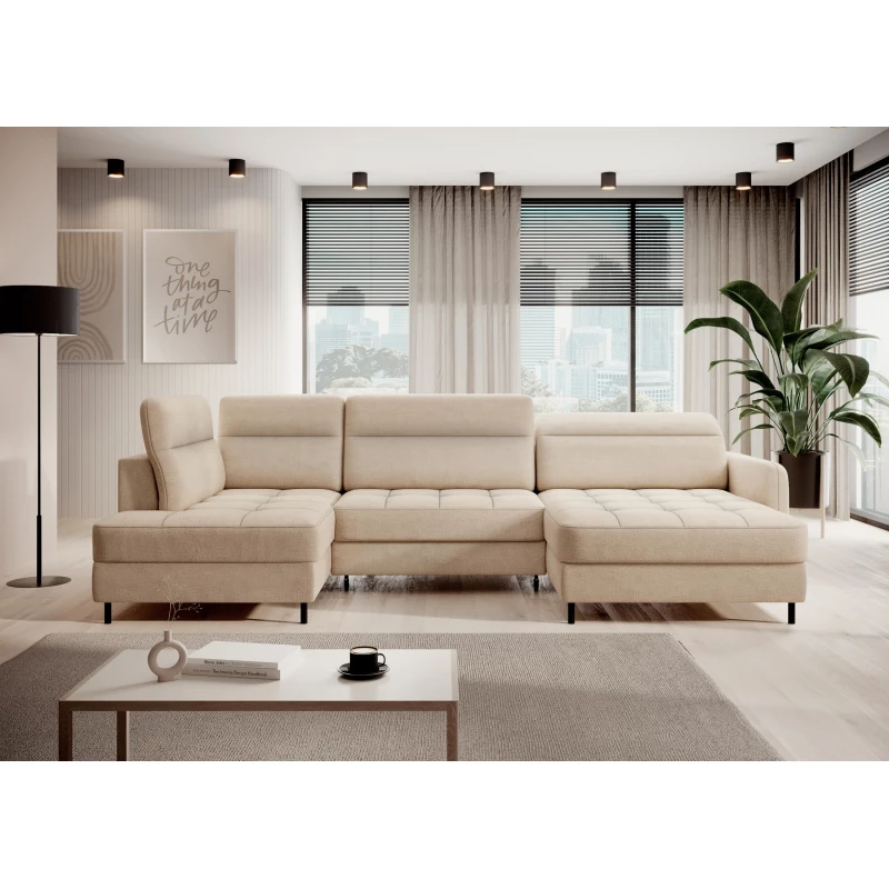 MAELIS U-förmiges Schlafsofa – Latte, echtes Design