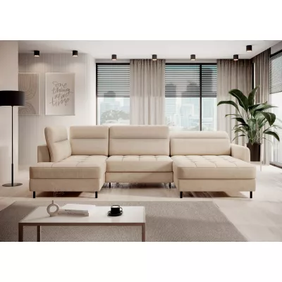 MAELIS U-förmiges Schlafsofa – Latte, echtes Design