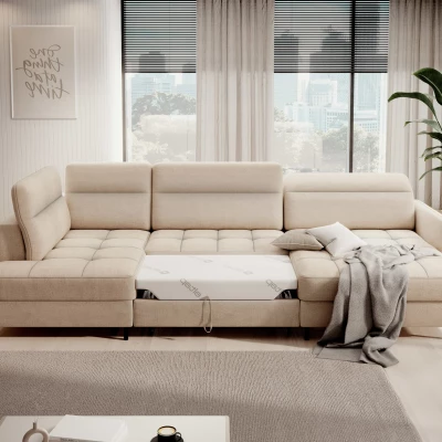 MAELIS U-förmiges Schlafsofa – Latte, echtes Design