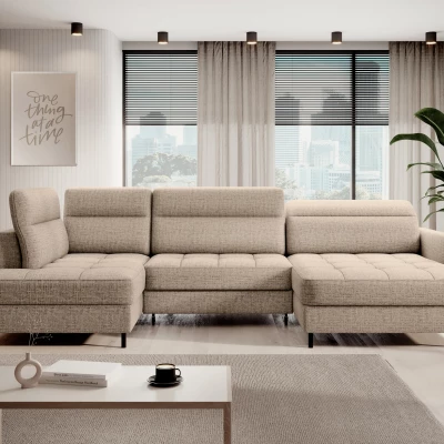 MAELIS U-förmiges Schlafsofa – beige, rechte Ausführung