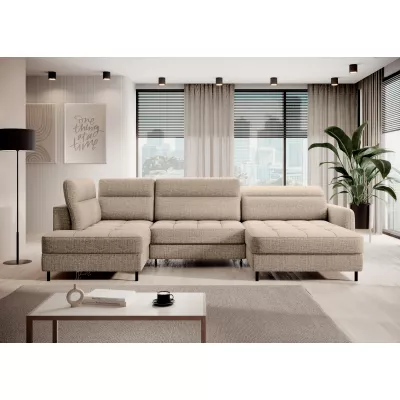 MAELIS U-förmiges Schlafsofa – beige, rechte Ausführung
