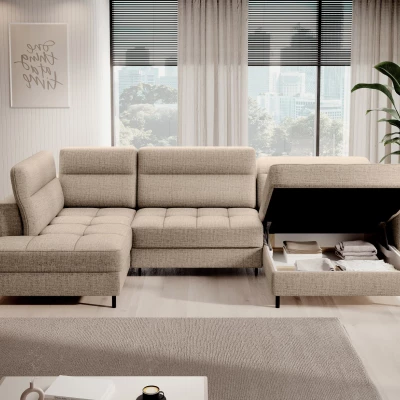 MAELIS U-förmiges Schlafsofa – beige, rechte Ausführung
