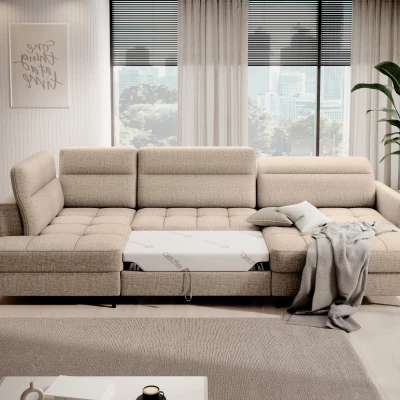 MAELIS U-förmiges Schlafsofa – beige, rechte Ausführung