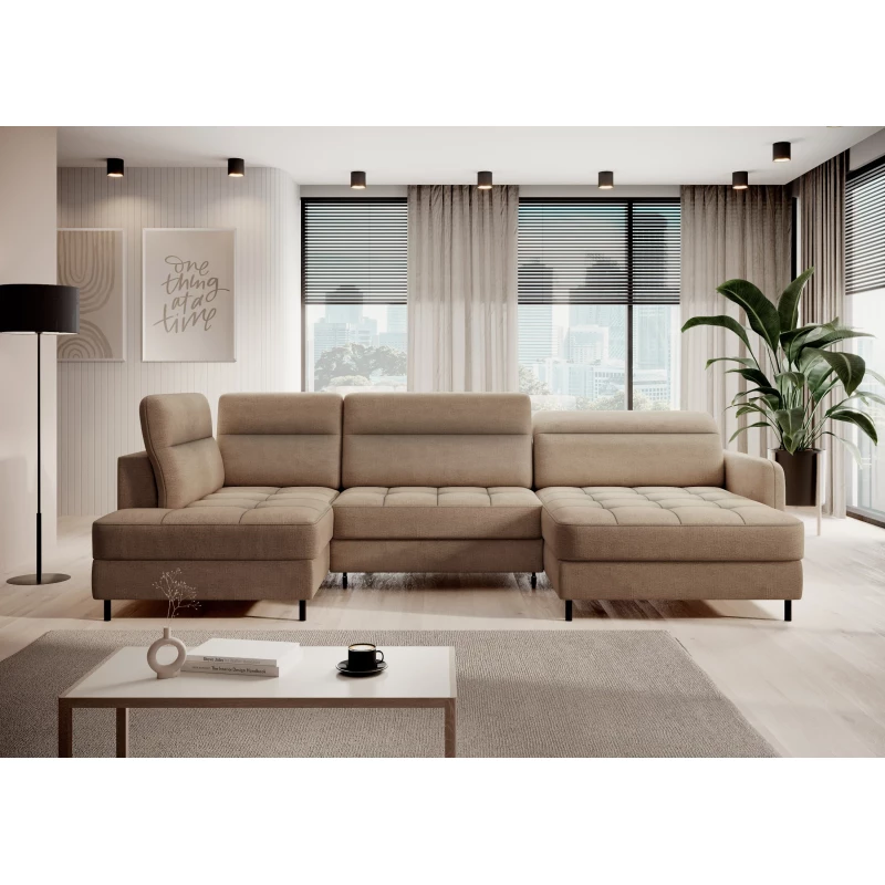 MAELIS U-förmiges Schlafsofa – Karamell, echtes Design