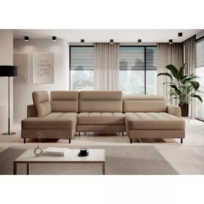 MAELIS U-förmiges Schlafsofa – Karamell, echtes Design