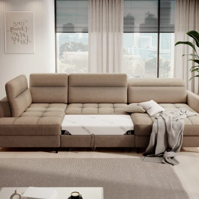 MAELIS U-förmiges Schlafsofa – Karamell, echtes Design
