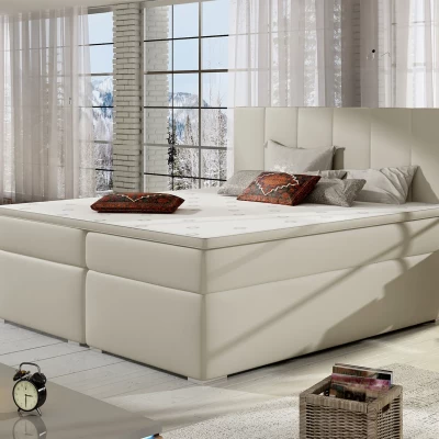Kontinentales Bett mit Stauraum 160x200 BAVARIA - hellbeige
