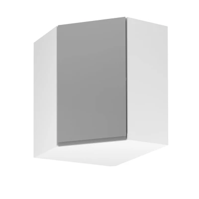 Eck-Oberschrank ARBOR – 60 x 60 cm, glänzend grau/weiß, rechte Ausführung