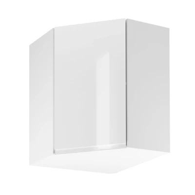 Eck-Oberschrank ARBOR – 60 x 60 cm, Hochglanzweiß/Weiß, rechte Ausführung