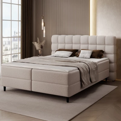 Kontinentales Bett mit Stauraum 160x200 MIRELLO - hellbeige