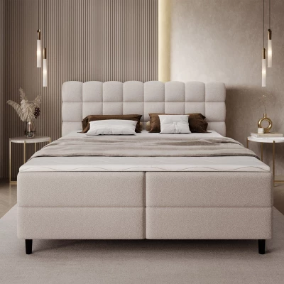 Kontinentales Bett mit Stauraum 160x200 MIRELLO - hellbeige