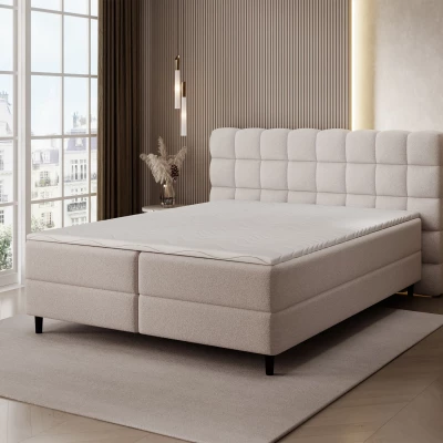 Kontinentales Bett mit Stauraum 160x200 MIRELLO - hellbeige