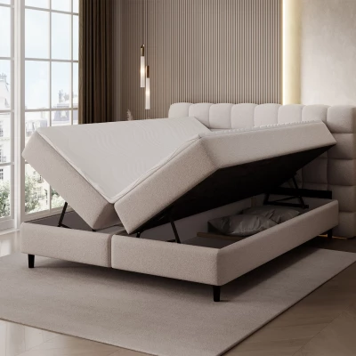 Kontinentales Bett mit Stauraum 160x200 MIRELLO - hellbeige
