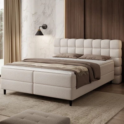 Kontinentales Bett mit Stauraum 160x200 MIRELLO - hellbeige
